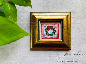 プラナカンビーズ刺繍額付きキット(クリスマスリース) Peranakan Beading Kit (Christmas Wreath)
