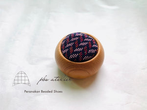 プラナカンビーズ刺繍針山キット(矢羽根)DIY Pin Cushion with Fregrance Wooden Bowl (yabane)